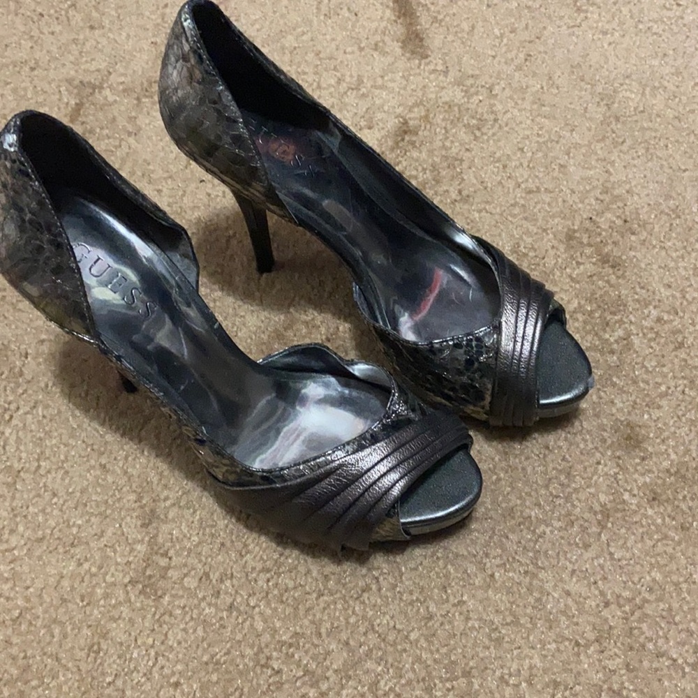 Silver and Black Guess Heels